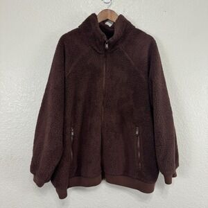 Athleta Tugga II Fleece Jacket‎ Women 3X Plus Brown Mock Neck Outdoor Full-Zip
